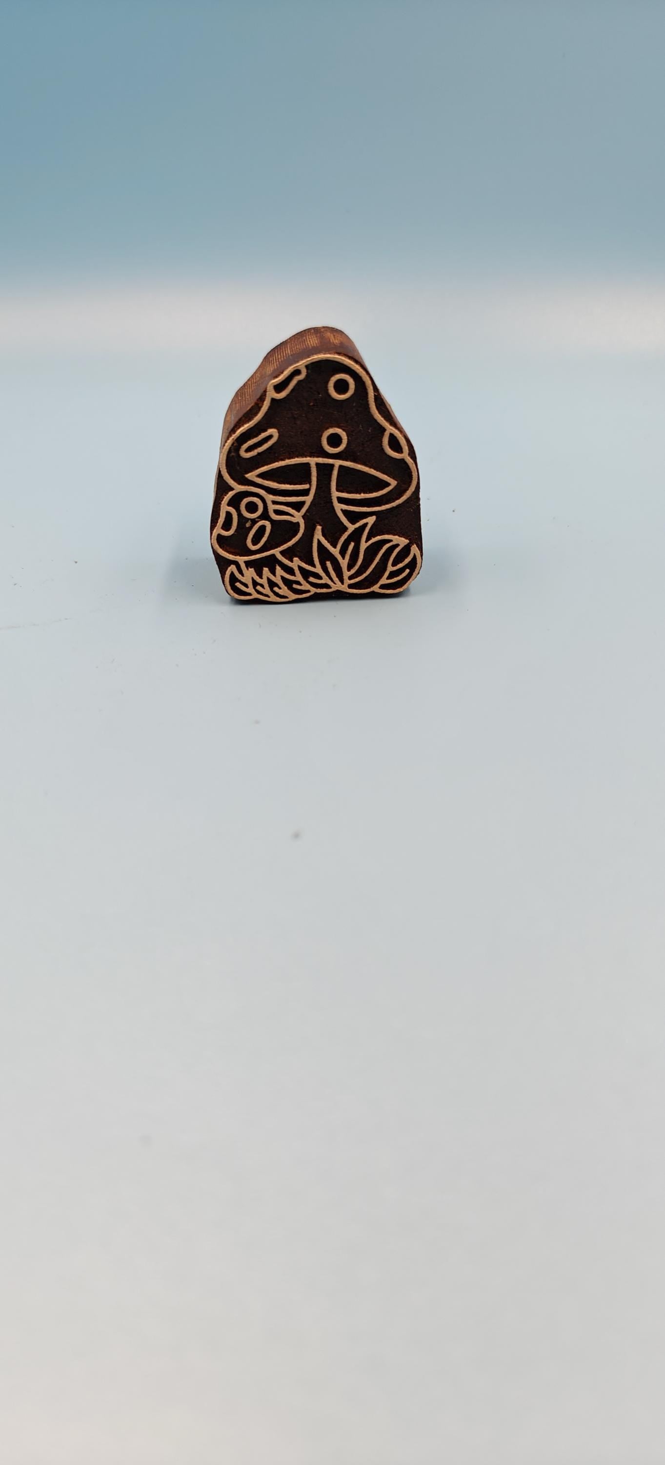 Hand-Carved Blooming Mushroom Wooden Printing Blocks; textile stamp; pottery stamp, Batik Stamps, Tjaps, Scrapbooking Stamps