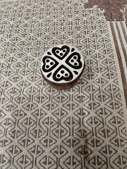 4 Heart Circle pottery stamp ceramic mold scrapbooking tjap batik printing floral carved stamps.