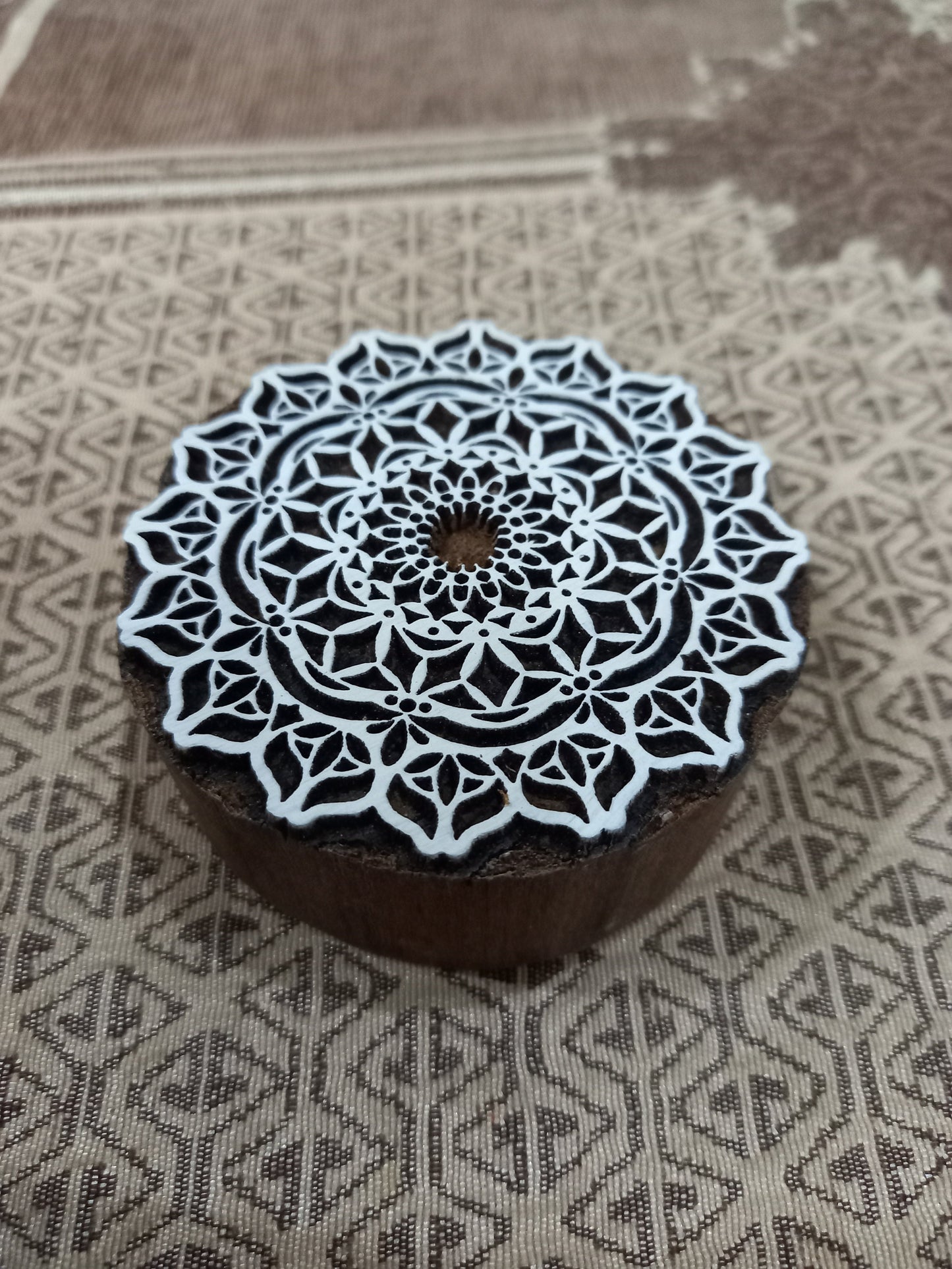 Medium Mandala 11 ,pottery stamp ceramic mould scrapbooking tjap batik printing floral carved stamps.