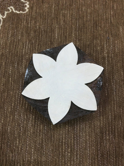 six leaves lotus, hand carved Indian wood printing block; textile stamp; pottery stamp,