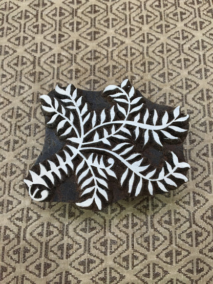 Bunch Of Leaf, hand carved Indian wood printing block; textile stamp; pottery stamp,