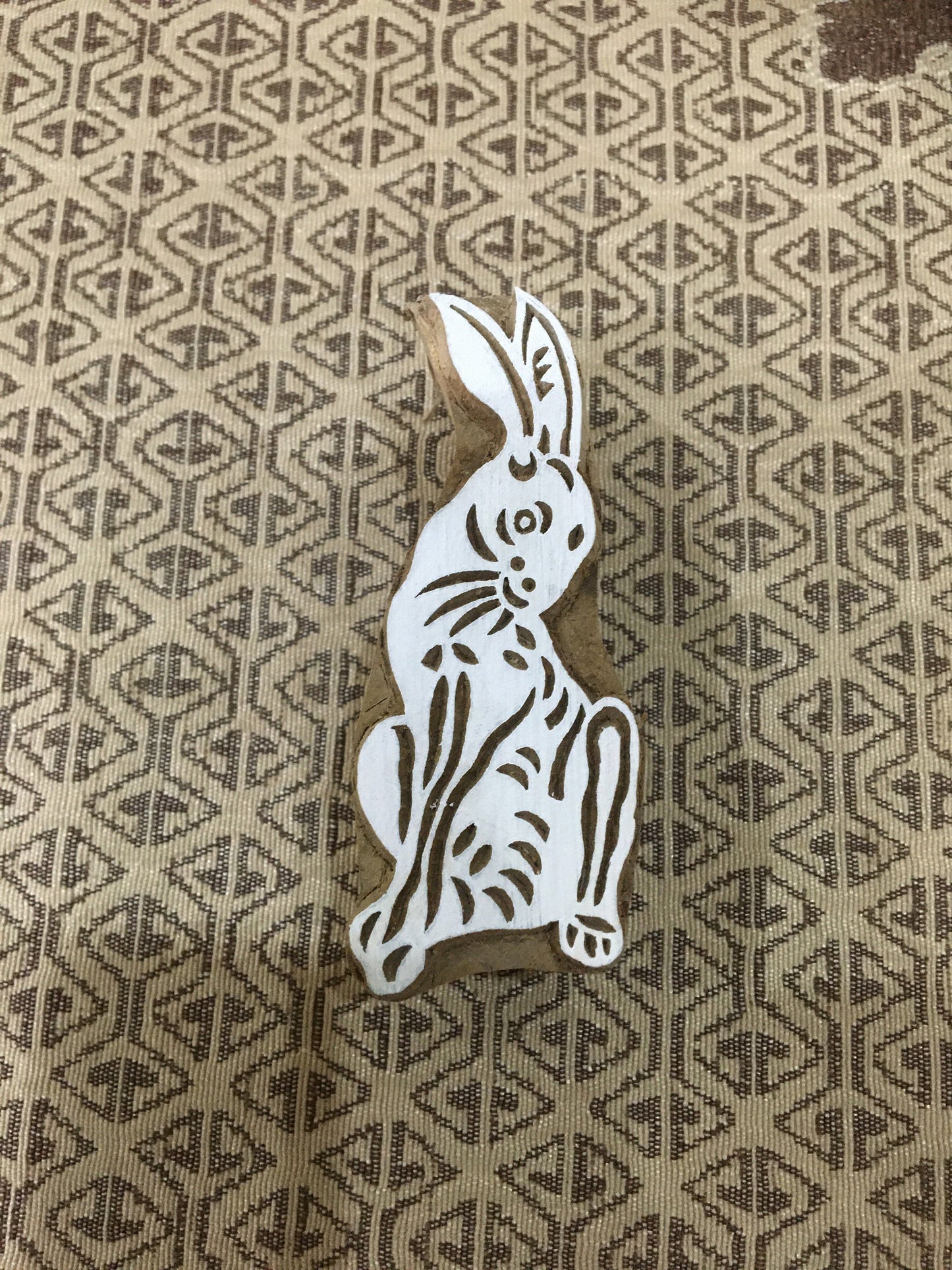 Hopping Harmony: A Group of Hares Wooden Printing Blocks Stamps, hand carved Indian wood printing block; textile stamp; pottery stamp,