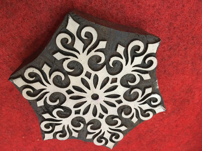 Mandala, hand carved Indian wood printing block; textile stamp; pottery stamp,