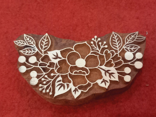 Indian Artistic Handicraft Item Rose flower with leaves ,hand carved Indian wood printing block; textile stamp; pottery stamp,