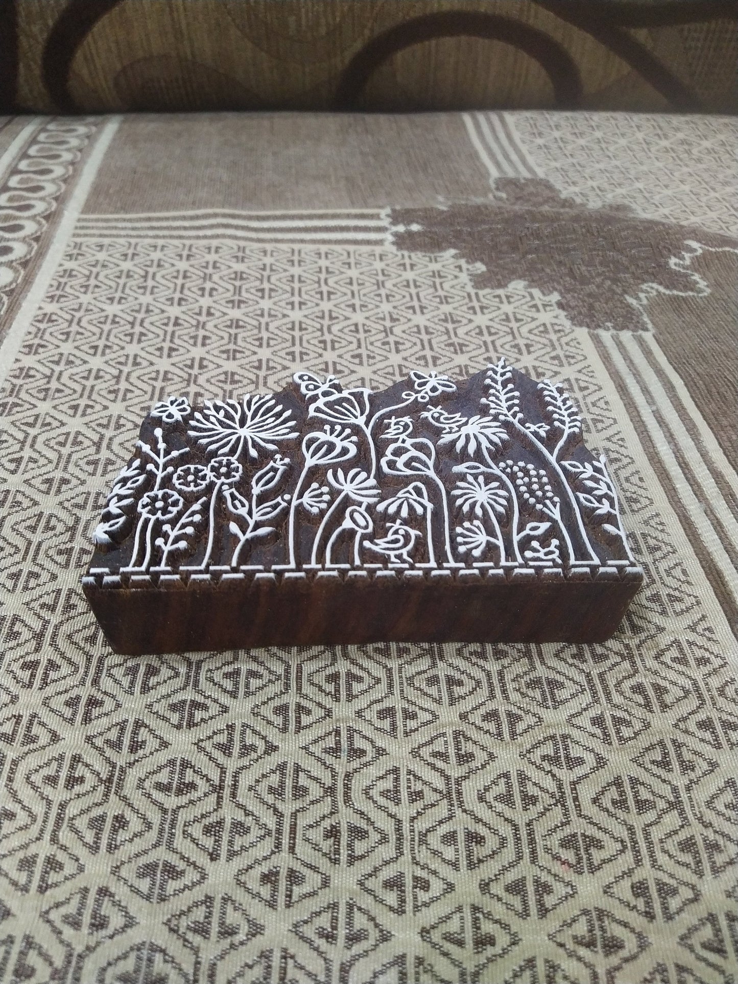 Maedow 05, hand carved Indian wood printing block; textile stamp; pottery stamp,