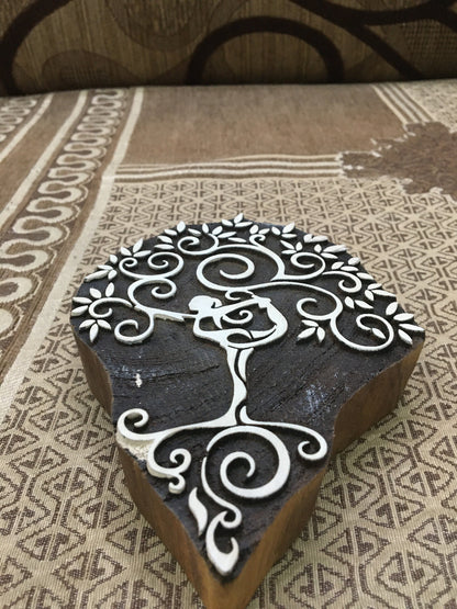 Serenity Embodied: Yoga Tree Wooden Printing Block Stamp ,hand carved Indian wood printing block; textile stamp; pottery stamp,