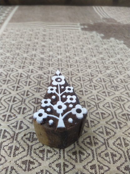 Trio Christmas Tree pottery stamp ceramic mold scrap-booking tjap batik printing floral carved stamps.