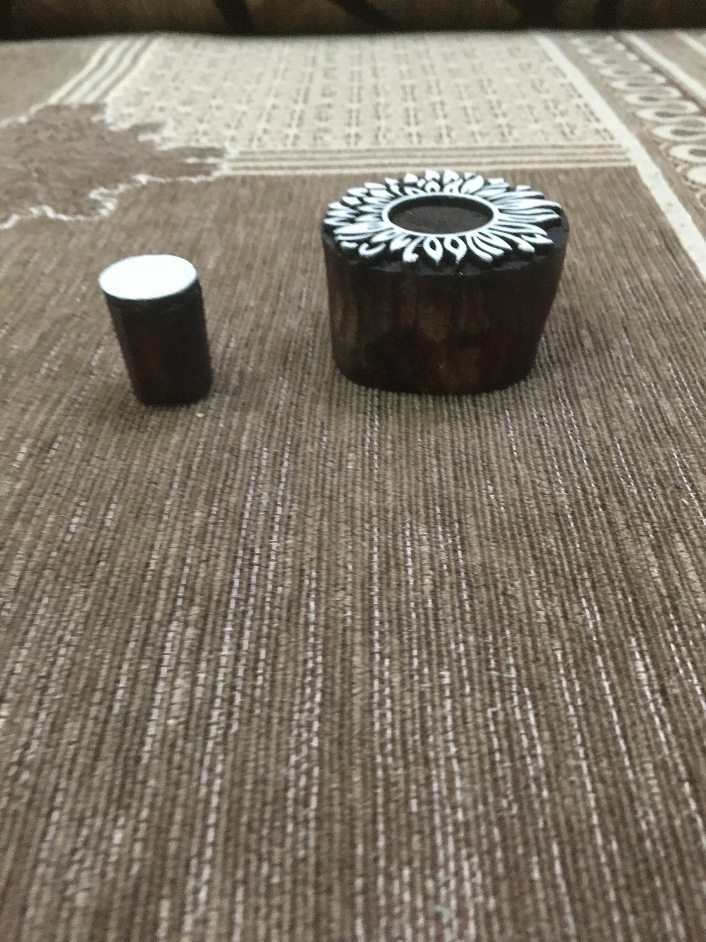 Indian Wooden Printing Block - Sun Flower, hand carved Indian wood printing block; textile stamp; pottery stamp,