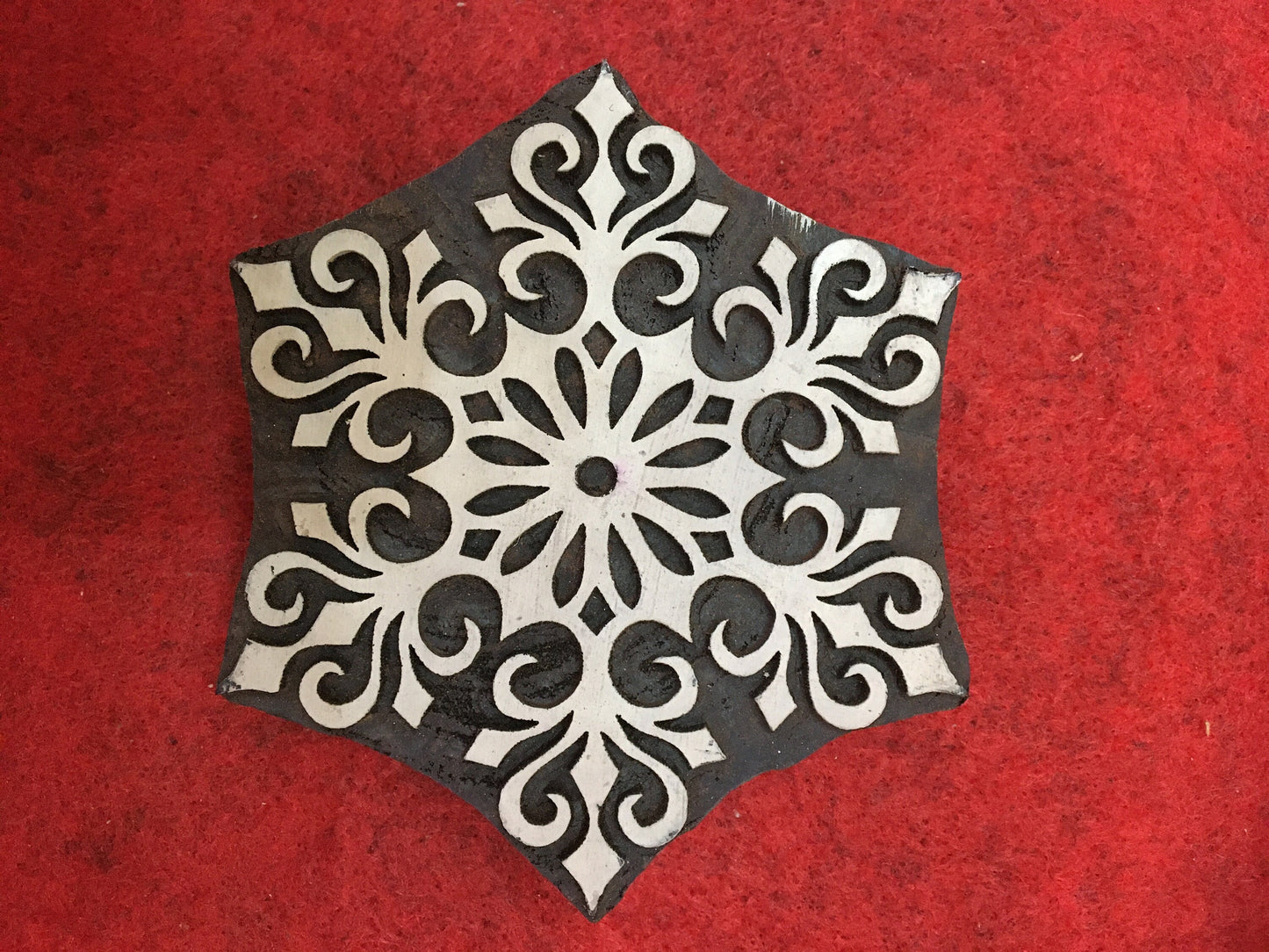 Mandala, hand carved Indian wood printing block; textile stamp; pottery stamp,
