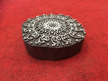 Floral Intricate Mandala Wood Stamp; Pottery Stamp; Wood Printing Block; Indian Stamp; Soap Stamp; Textile Print Block