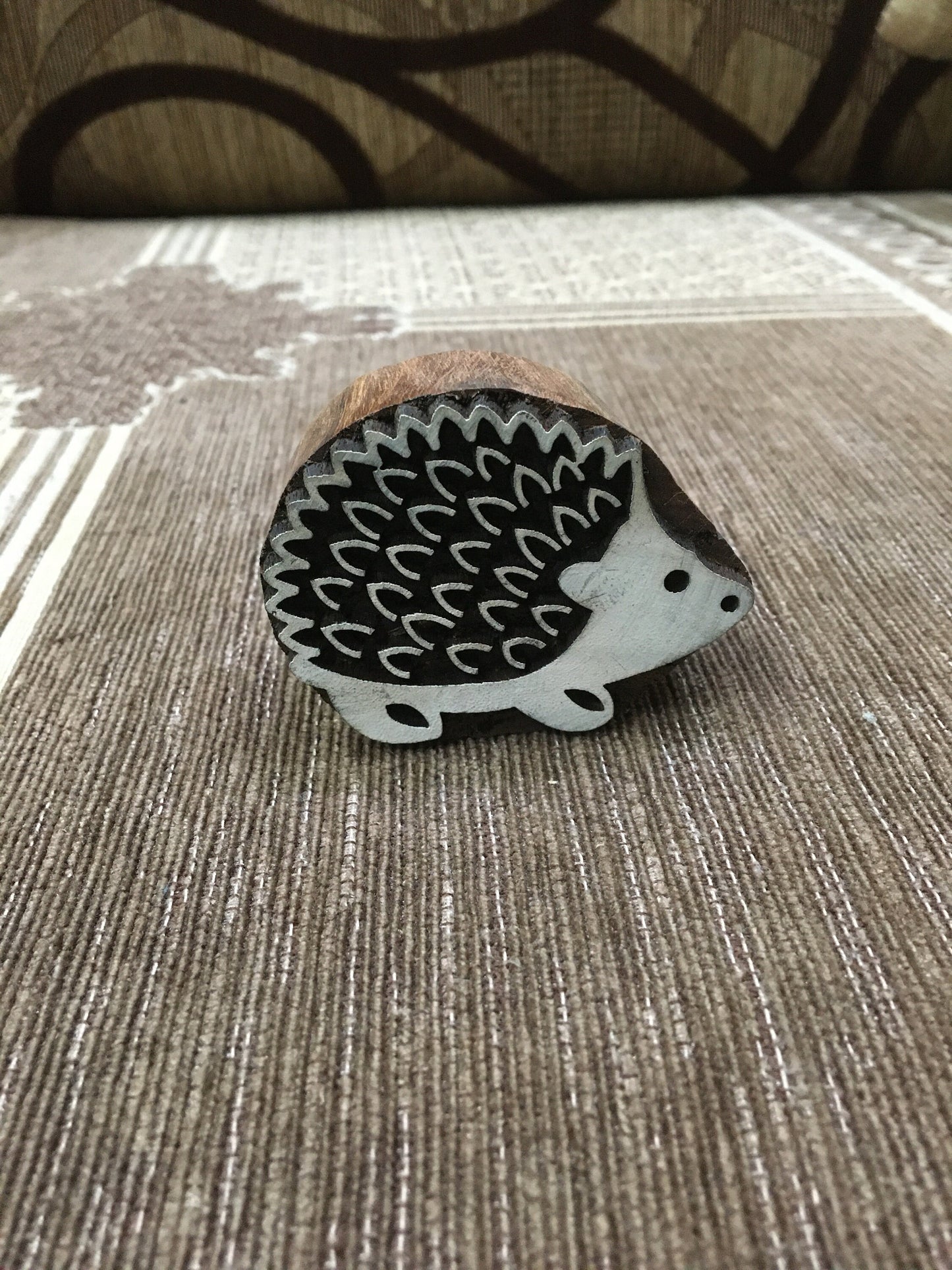 Indian Wooden Printing Block – Large Hedgehog, hand carved Indian wood printing block; textile stamp; pottery stamp,