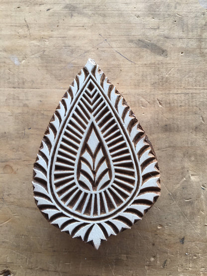 Leaf printing block, hand carved Indian wood printing block; textile stamp; pottery stamp,