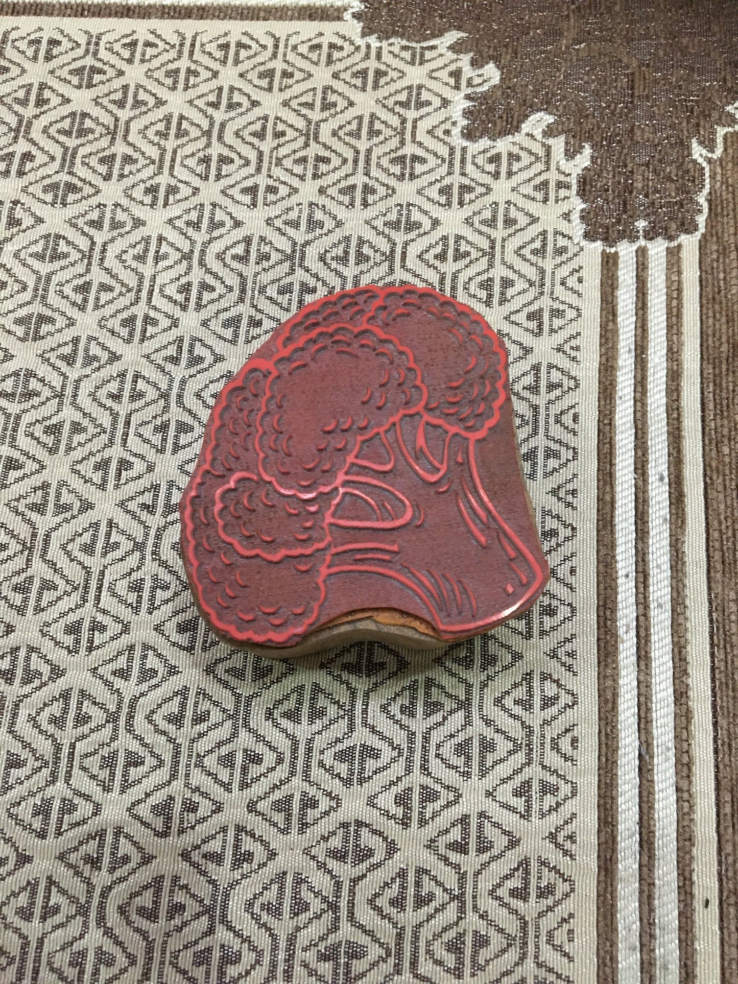 Hand Carved Vegetable Stamp Cauliflower , Broccoli, Vegetable stamp ; pottery stamp; textile stamp; Indian print block; clay stamp.