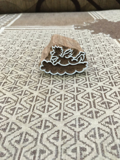 Fairy on Cloud, hand carved Indian wood printing block; textile stamp; pottery stamp,