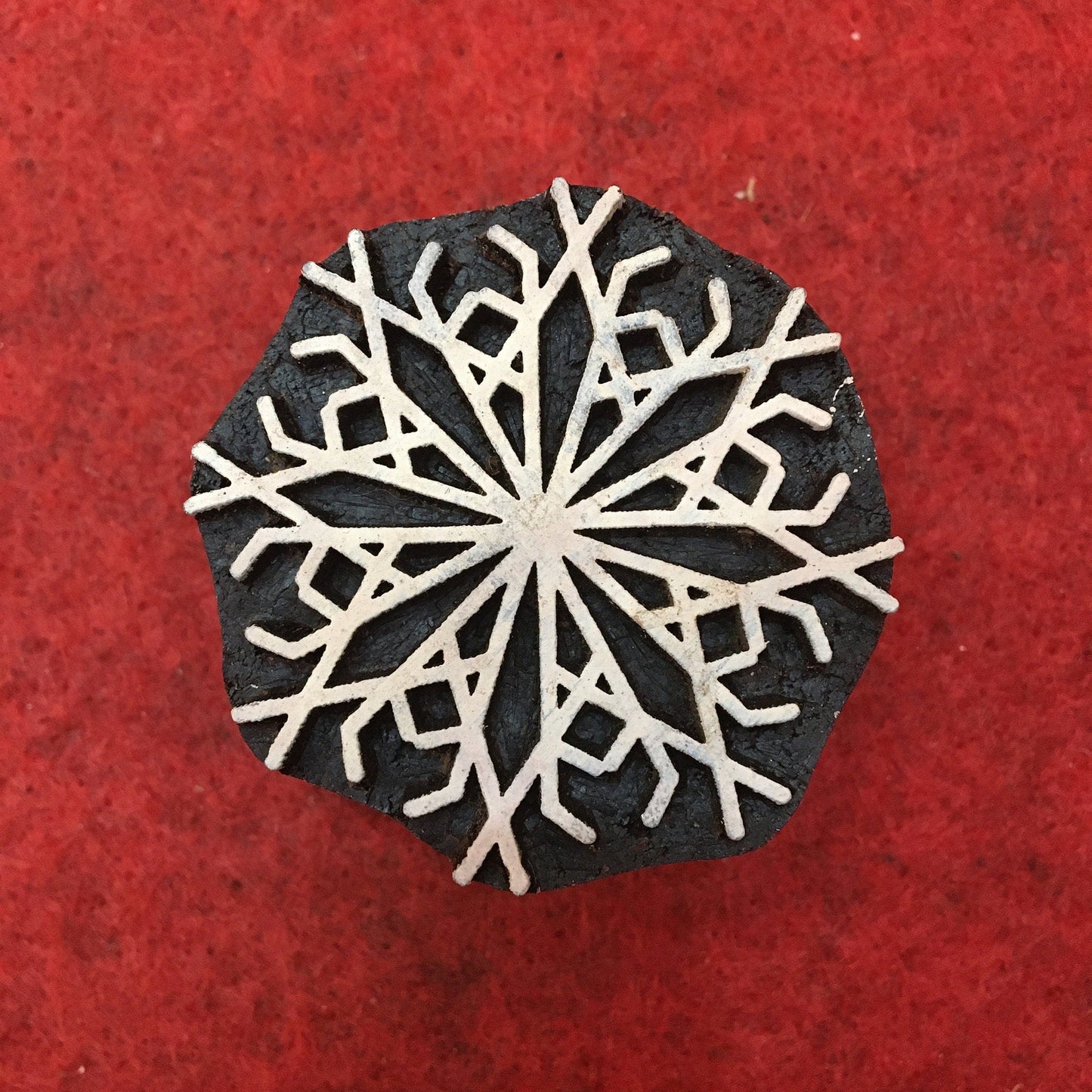 2nd set 10 piece different Designs SET Snowflake Motif Wooden Textile Block Christmas Wood Block