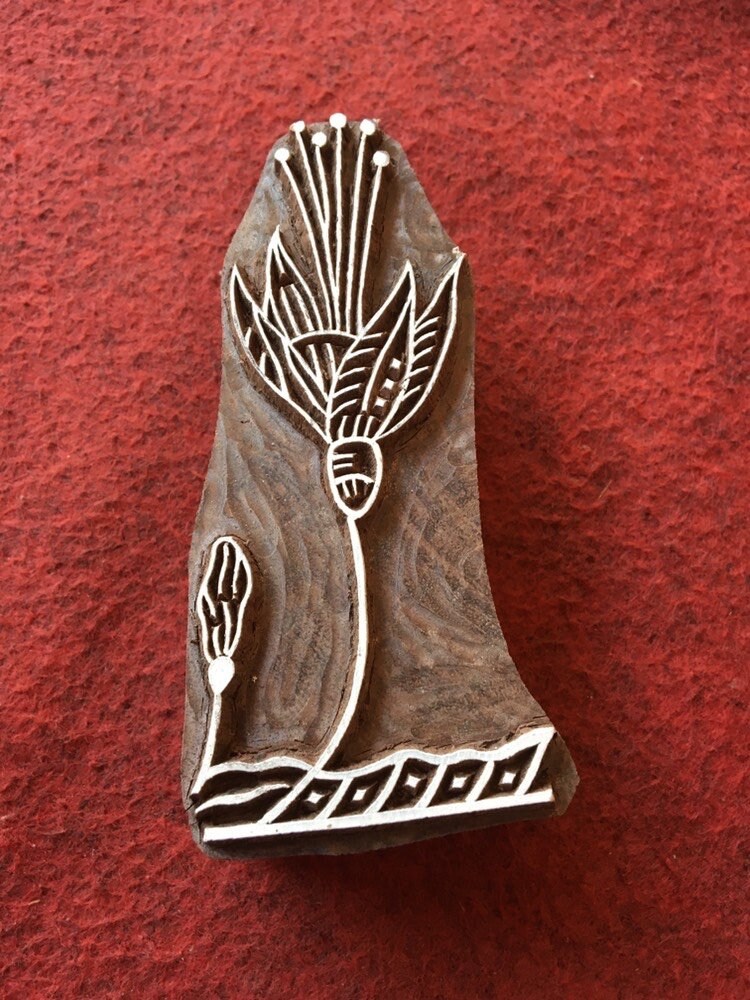 Indian Artistic Handicraft Item Floral 05, hand carved Indian wood printing block; textile stamp; pottery stamp,