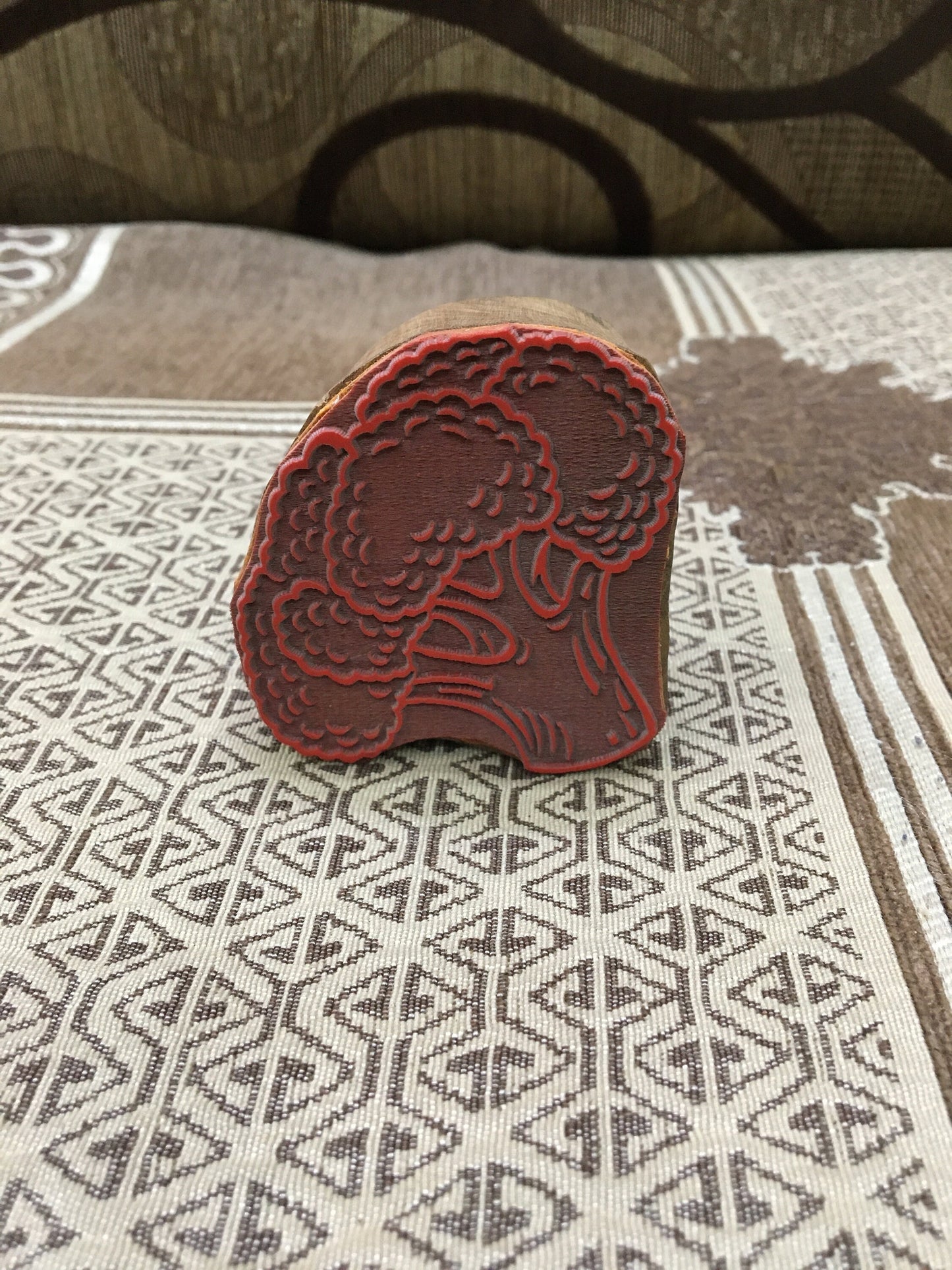 Hand Carved Vegetable Stamp Cauliflower , Broccoli, Vegetable stamp ; pottery stamp; textile stamp; Indian print block; clay stamp.