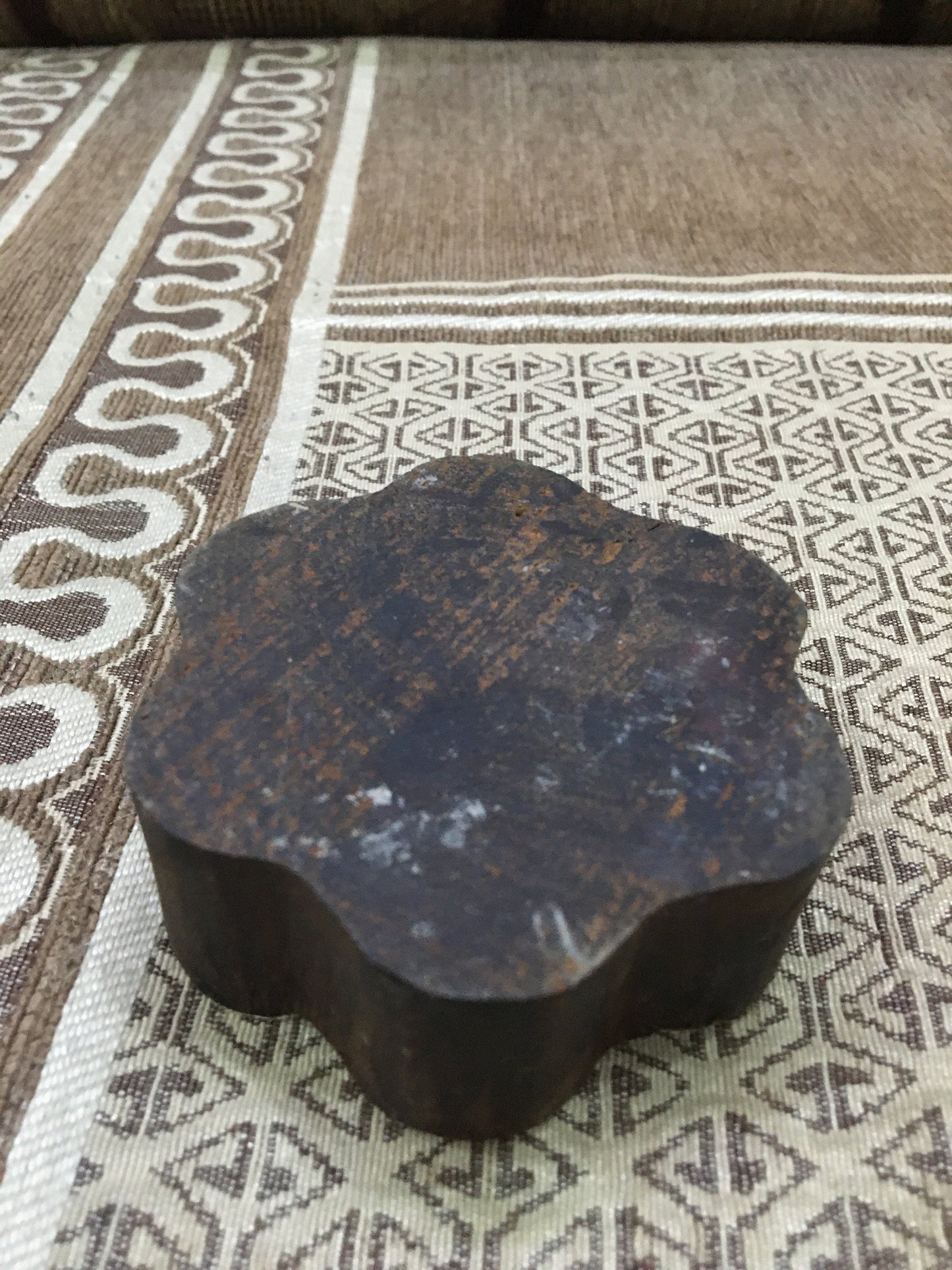 Geometric Mandal, round hand carved Indian wood printing block; textile stamp; pottery stamp,