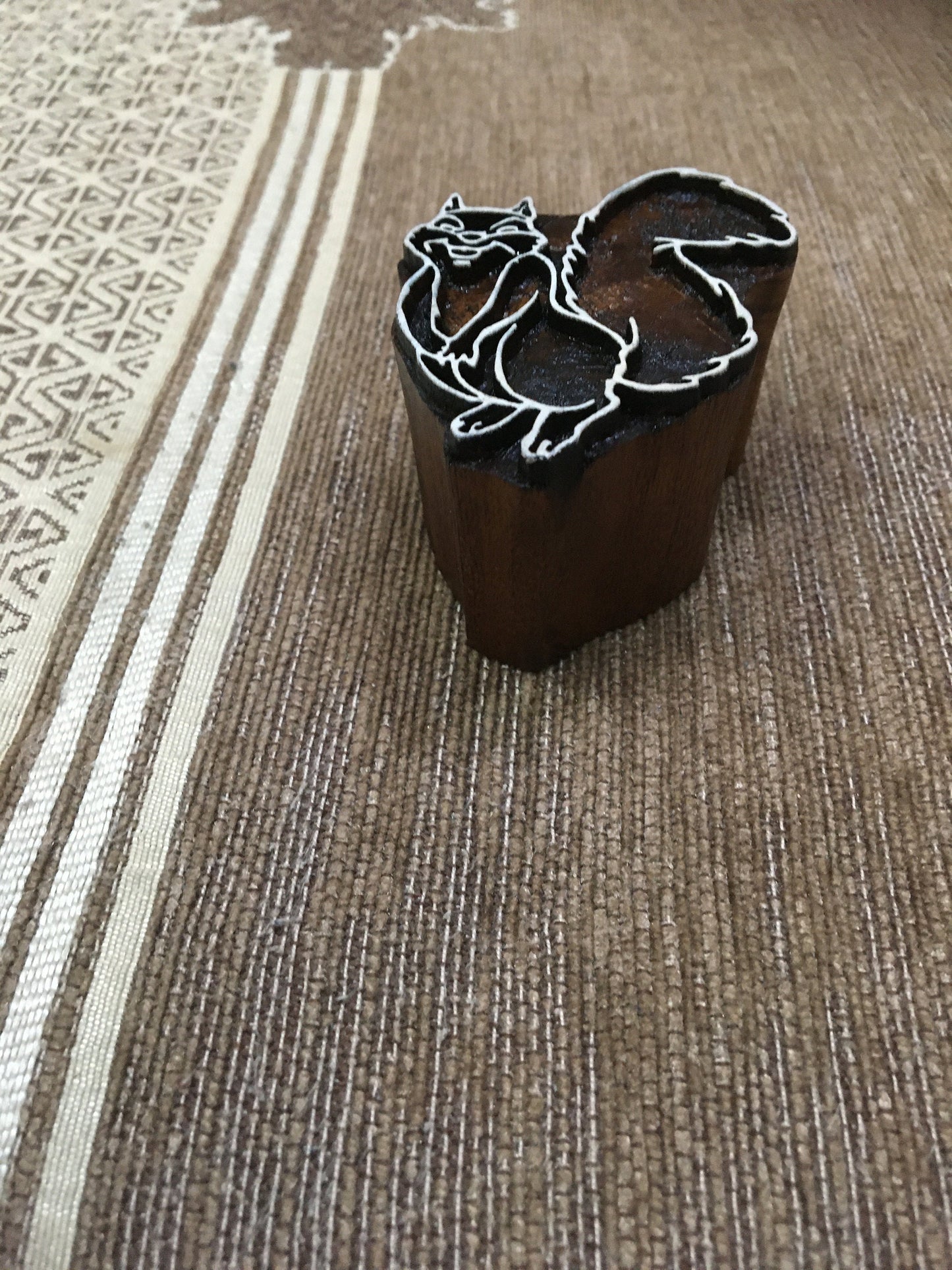 Set Of 3 Indian Artistic Handicraft Items Wooden Printing Block Innocent Squirrel, clay stamp , pottery stamp, wooden stamp, batik stamp