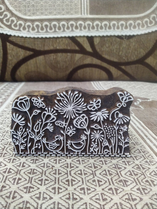 Maedow 04, hand carved Indian wood printing block; textile stamp; pottery stamp,