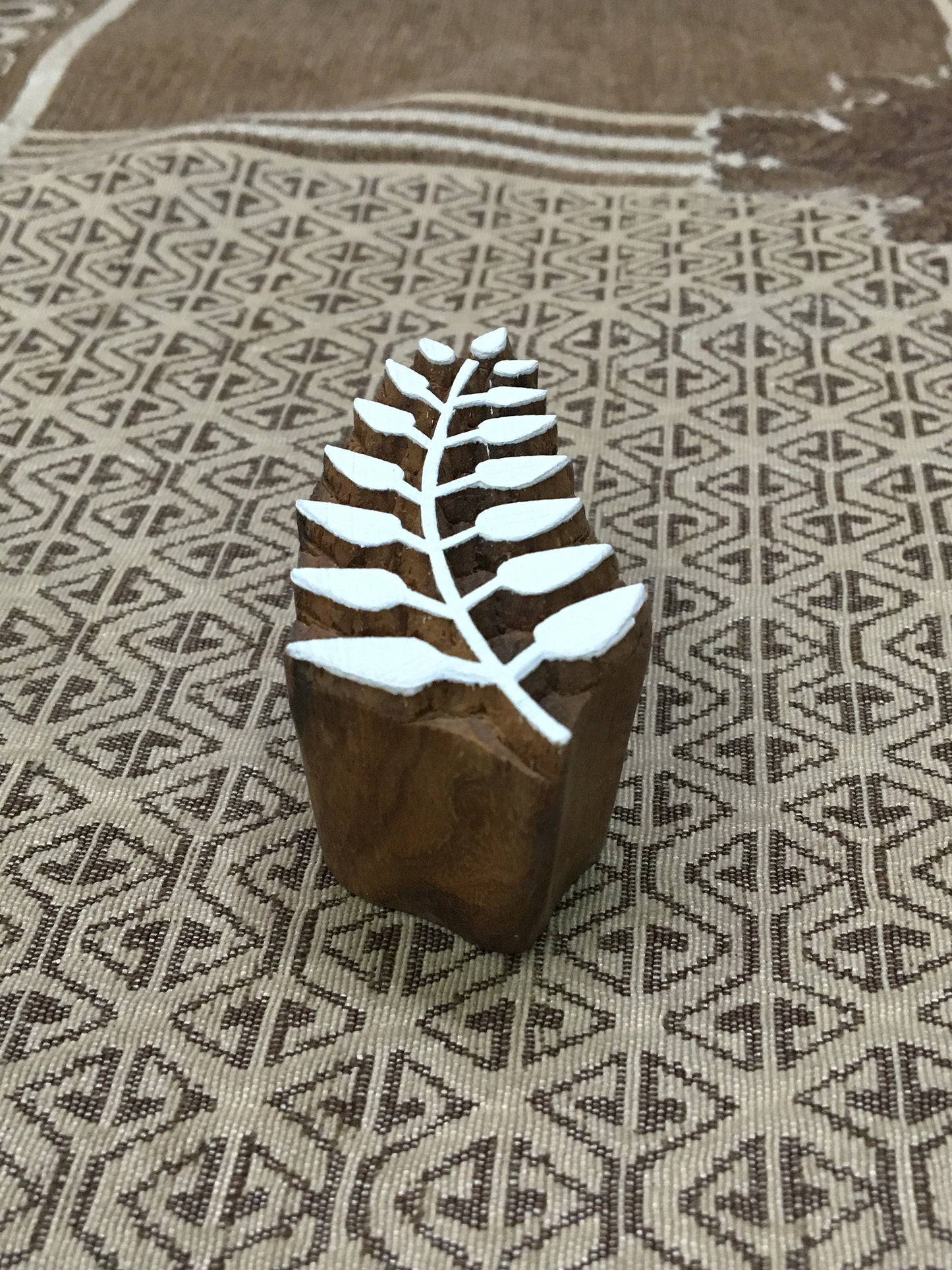 Nature's Whimsy Unveiled: Curly Leaf Wooden Printing Block Stamps, hand carved Indian wood printing block; textile stamp; pottery stamp,