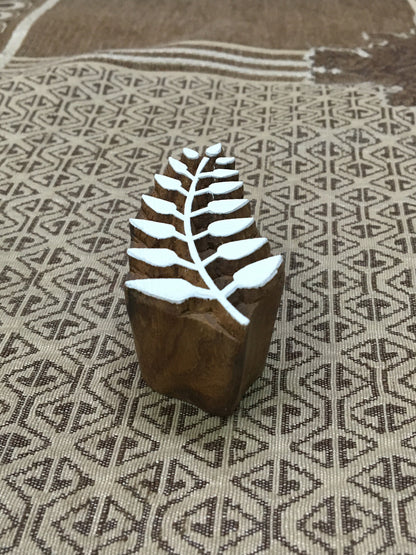 Nature's Whimsy Unveiled: Curly Leaf Wooden Printing Block Stamps, hand carved Indian wood printing block; textile stamp; pottery stamp,