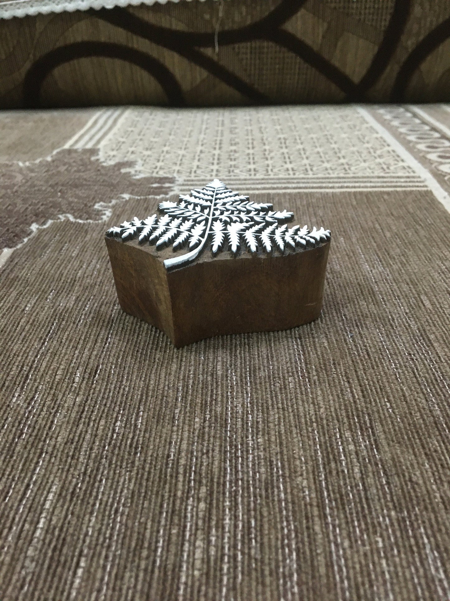Indian wooden printing block - detailed fern leaf, Pottery Stamps, Fabric Stamp, Wood Block Stamps, Tjaps, Indian Wood Stamps-