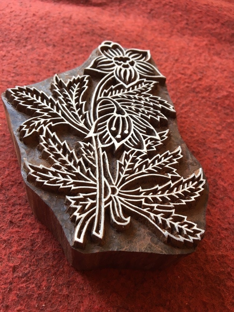 Indian Artistic Handicraft Item Floral 01, hand carved Indian wood printing block; textile stamp; pottery stamp,