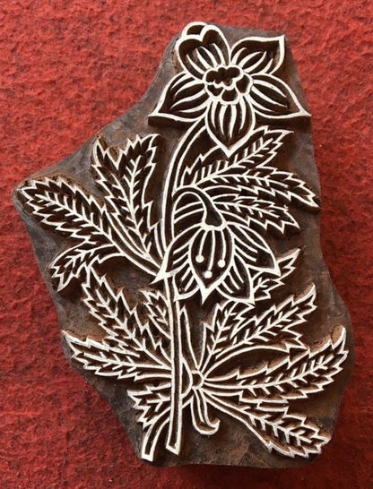 Indian Artistic Handicraft Item Floral 01, hand carved Indian wood printing block; textile stamp; pottery stamp,