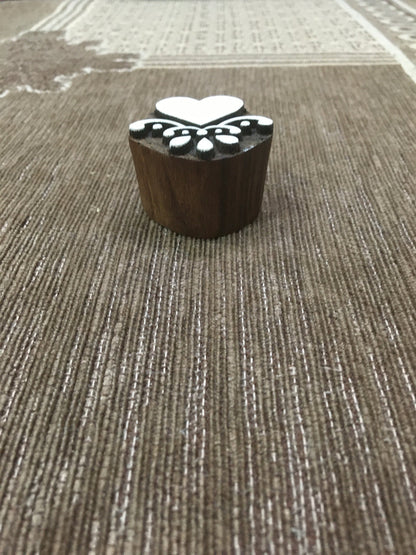 Indian Wooden Printing Block - Small Heart Motif, hand carved Indian wood printing block; textile stamp; pottery stamp,