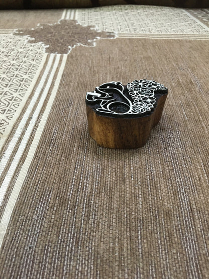 Set Of 3 Indian Artistic Handicraft Items Wooden Printing Block Innocent Squirrel, clay stamp , pottery stamp, wooden stamp, batik stamp