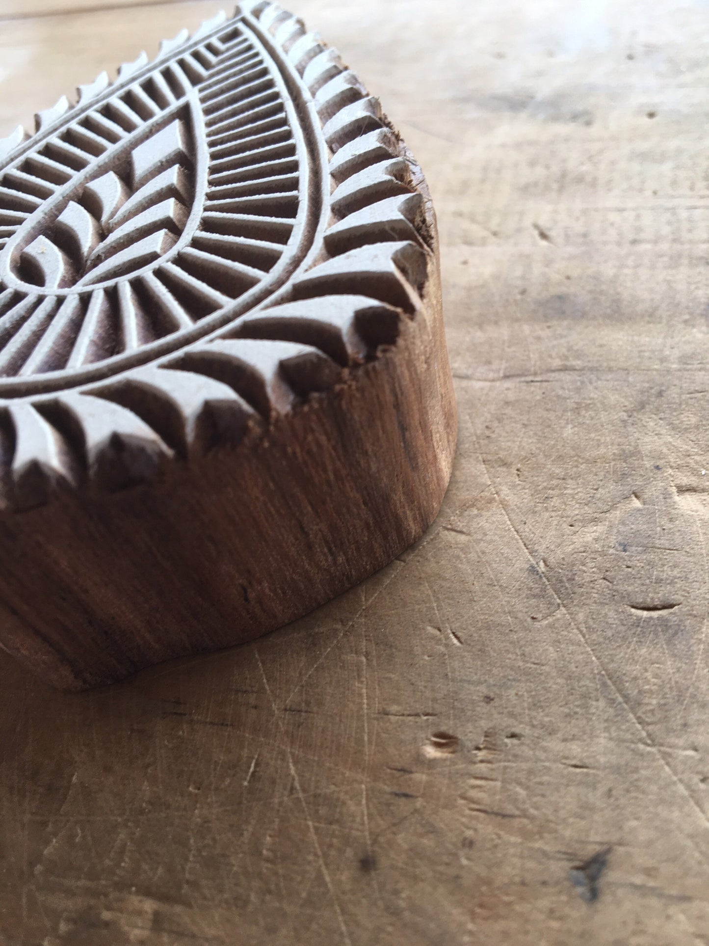 Leaf printing block, hand carved Indian wood printing block; textile stamp; pottery stamp,