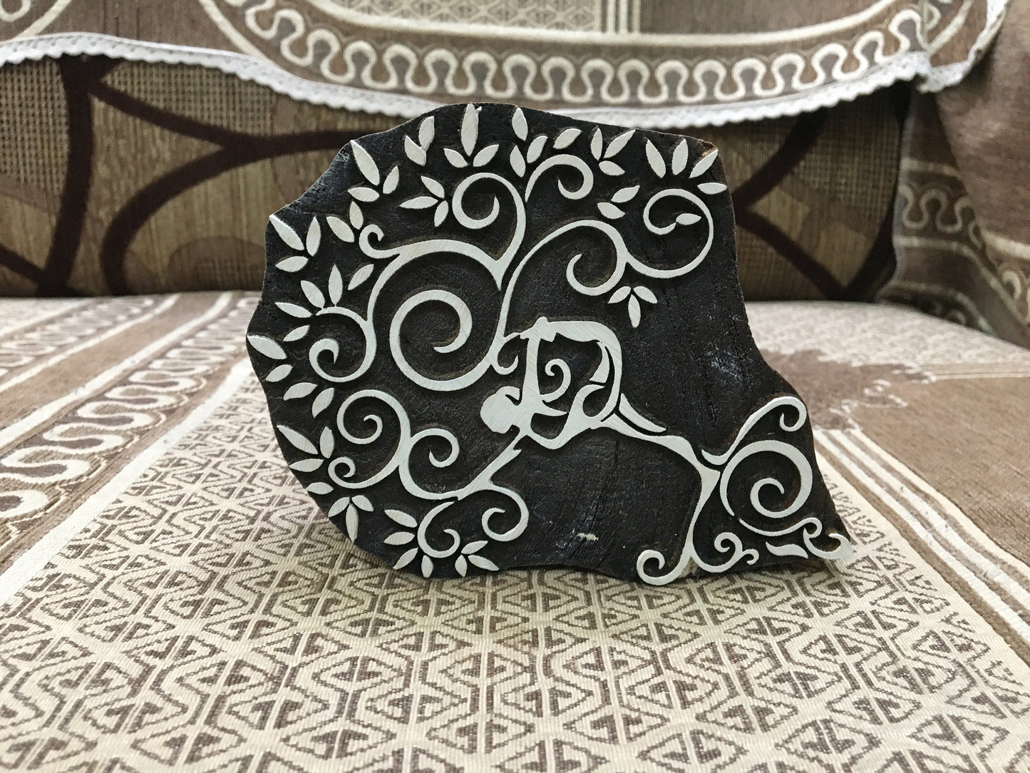 Serenity Embodied: Yoga Tree Wooden Printing Block Stamp ,hand carved Indian wood printing block; textile stamp; pottery stamp,