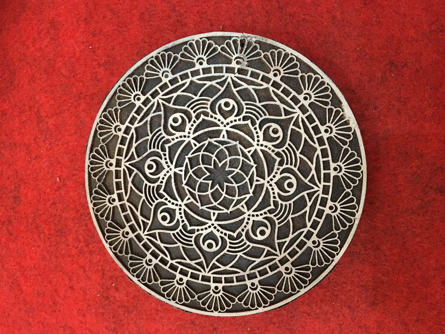 Floral Mandala Wood Stamp; Pottery Stamp; Wood Printing Block; Indian Stamp; Soap Stamp; Textile Print Block