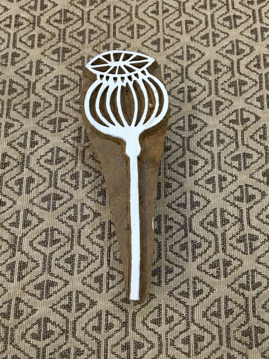 Nature's Elegance Unveiled: Single Poppy Head Indian Wooden Printing Block, Dried Poppy Flower, Floral, Wood Block Print Stamp,
