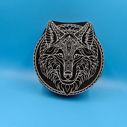 Fox Face : Indian Wooden Printing Block , hand carved Indian wood printing block; textile stamp; pottery stamp,