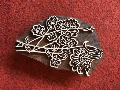 Indian Artistic Handicraft Item Floral 02, Wooden Printing Block - DIY Henna Fabric Textile Paper Clay Pottery Stamp