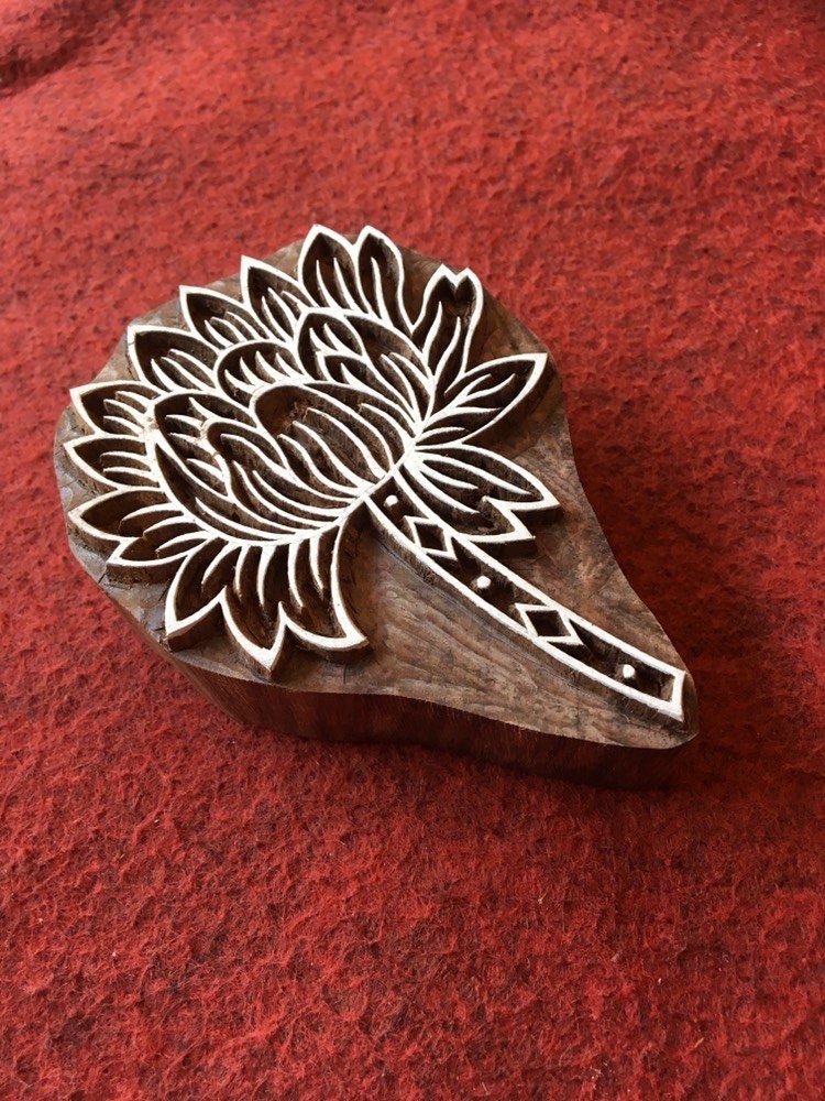 Indian Artistic Handicraft Item Floral 04, hand carved Indian wood printing block; textile stamp; pottery stamp,