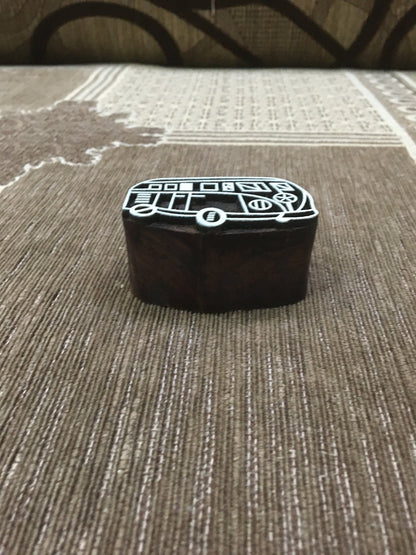 indian wooden printing block- camper van, hand carved Indian wood printing block; textile stamp; pottery stamp,