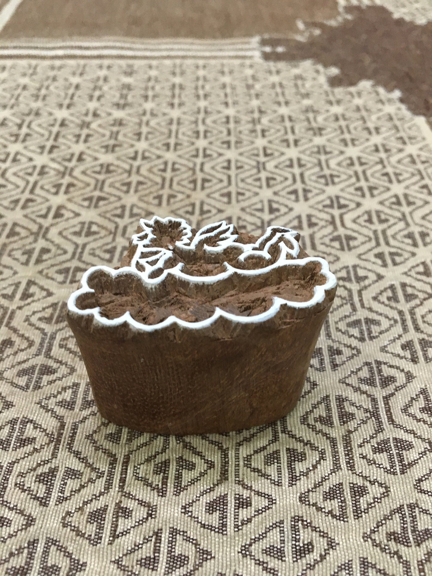 Fairy on Cloud, hand carved Indian wood printing block; textile stamp; pottery stamp,
