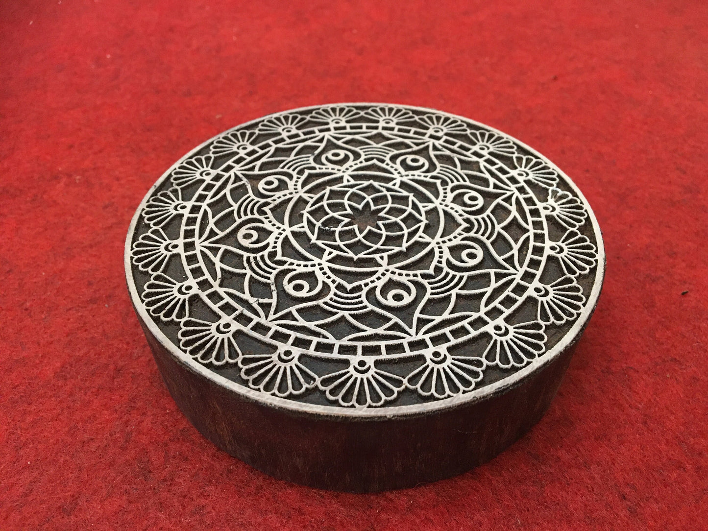 Floral Mandala Wood Stamp; Pottery Stamp; Wood Printing Block; Indian Stamp; Soap Stamp; Textile Print Block