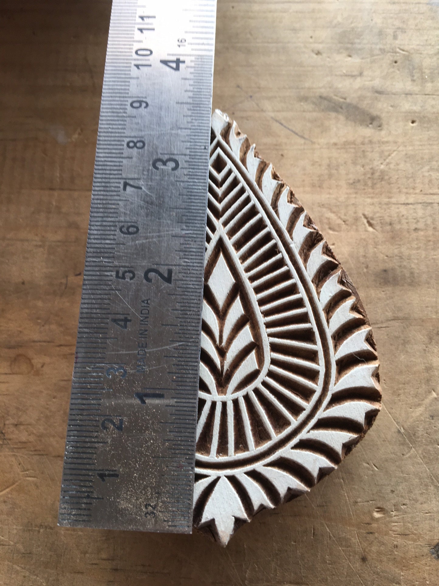 Leaf printing block, hand carved Indian wood printing block; textile stamp; pottery stamp,