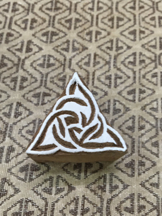 Celtic Triangle, hand carved Indian wood printing block; textile stamp; pottery stamp,