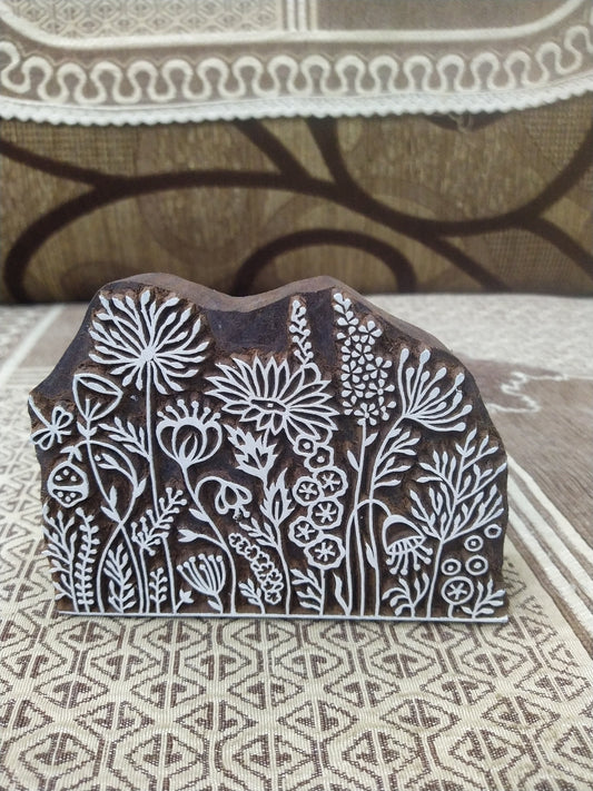 Maedow 06, hand carved Indian wood printing block; textile stamp; pottery stamp,