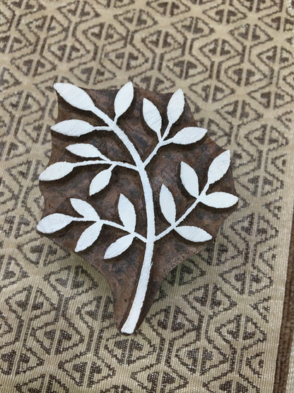 Indian Leaf Bunch Wooden Printing Block Stamp: Nature's Grace in Indian Artistry, hand carved Indian  block; textile stamp; pottery stamp,