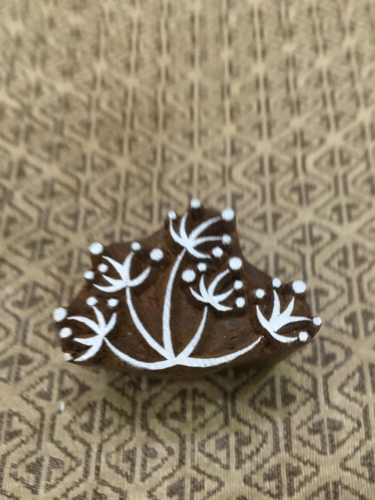Mini Seed Head Cluster, hand carved Indian wood printing block; textile stamp; pottery stamp,