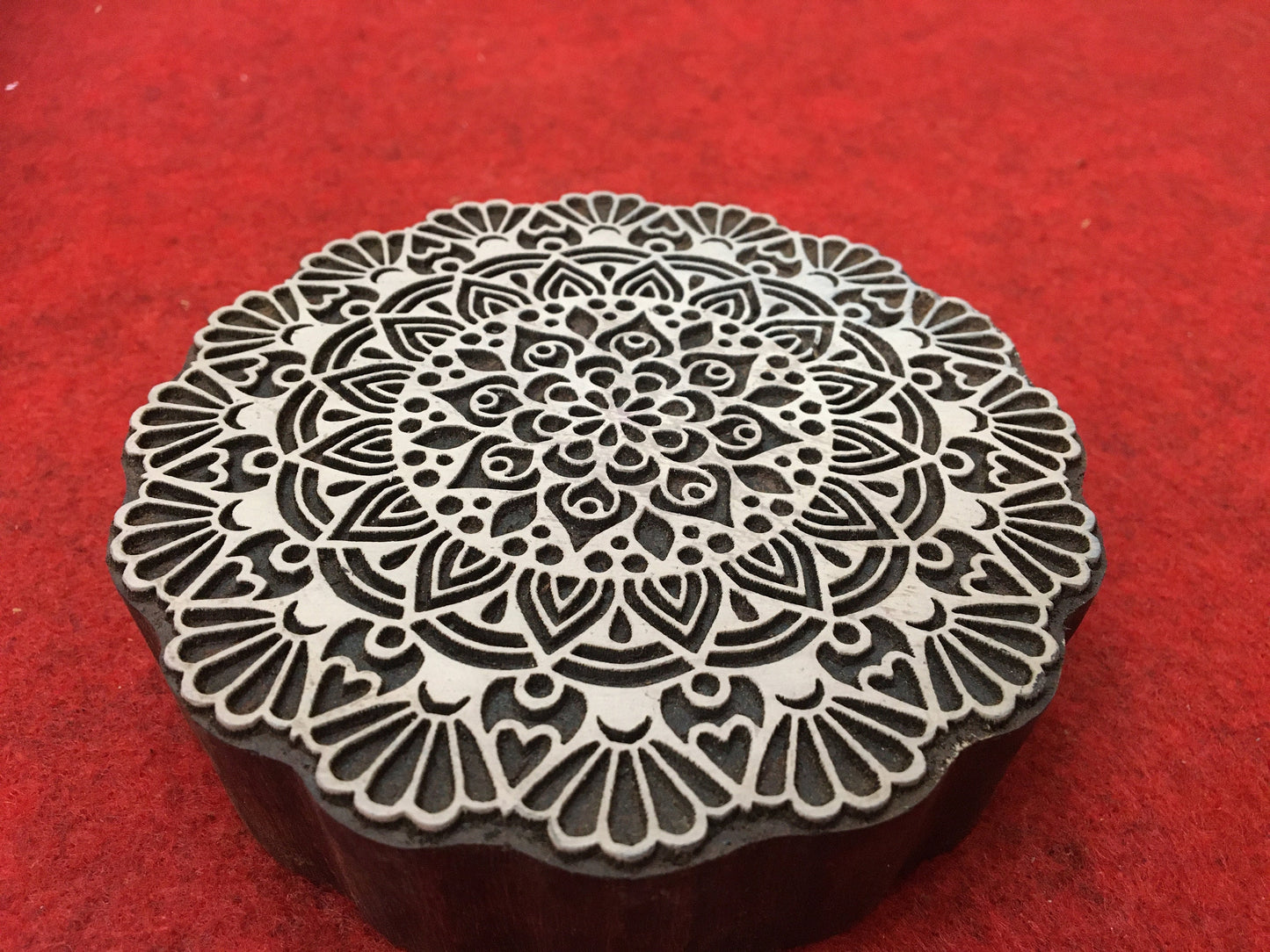Floral Mandala Wood Stamp; Pottery Stamp; Wood Printing Block; Indian Stamp; Soap Stamp; Textile Print Block.