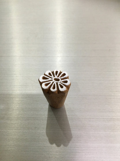 Mini flower, hand carved Indian wood printing block; textile stamp; pottery stamp,