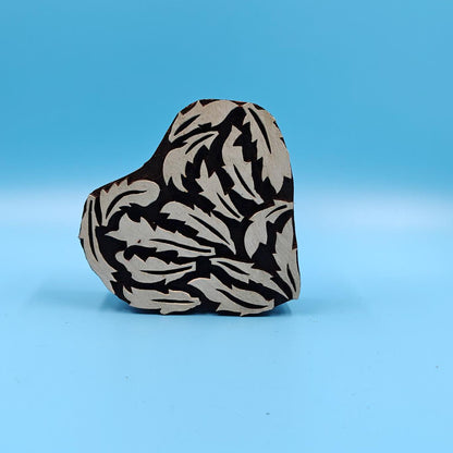 Pair of Hearts : Indian Wooden Printing Block, hand carved Indian wood printing block; textile stamp; pottery stamp,