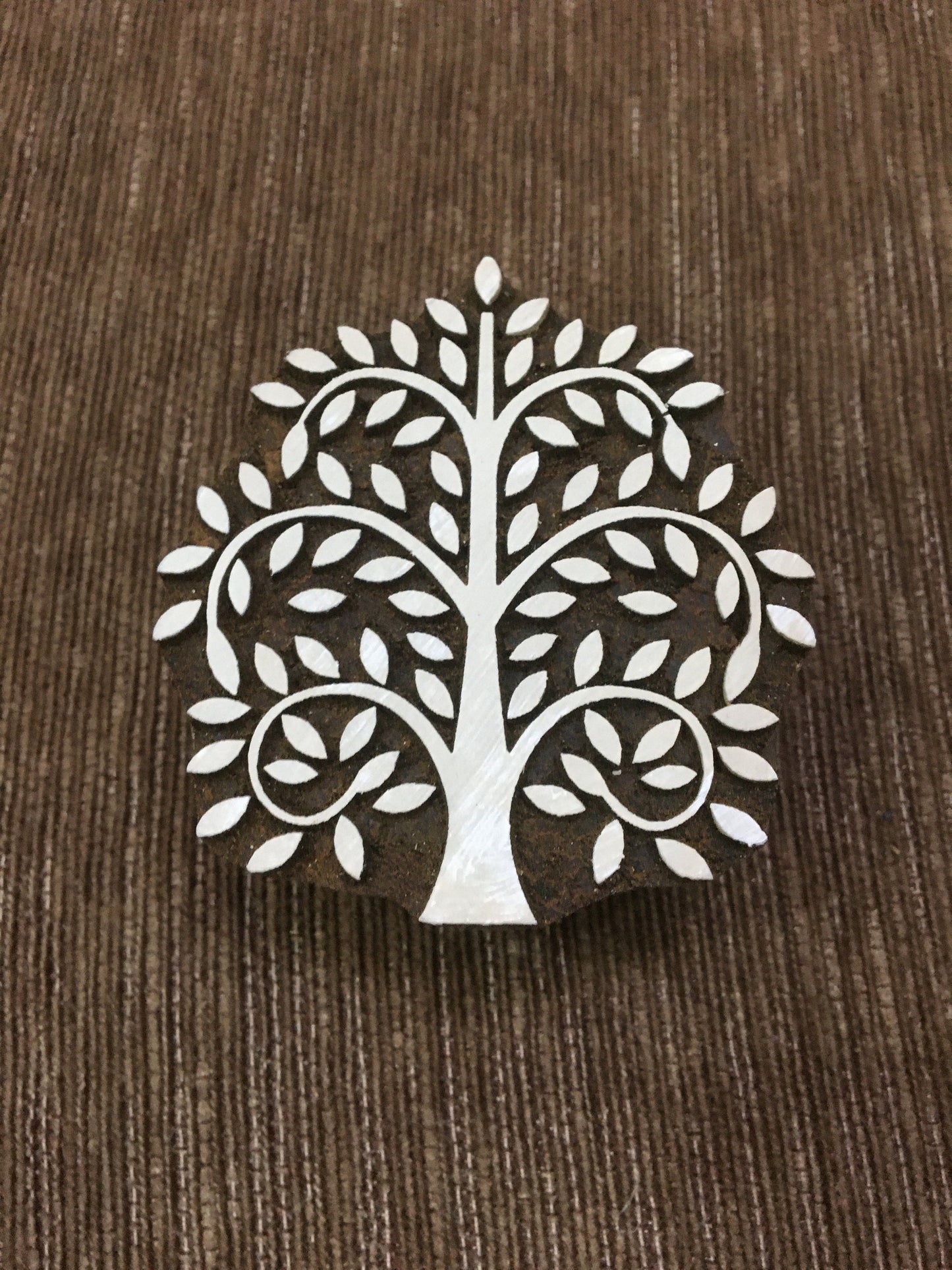 Medium Tree, hand carved Indian wood printing block; textile stamp; pottery stamp,